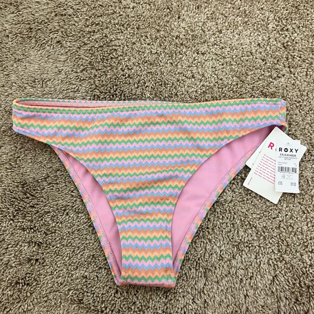 Roxy Wavy Stripe Bikini Bottoms NWT | Chevron Multicolor Swim